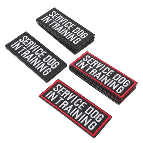 Abaodam Parches para Perros de Servicio con Gancho y Bucle, 8 Unidades (4 Negros y 4 Rojos, 9x4 Cm), Extraíbles para Chalecos y Arneses de Entrenamiento, Uso Profesional y
