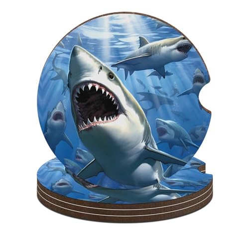 Posavasos universales para autos con diseño Sharks Sea miniatura 1