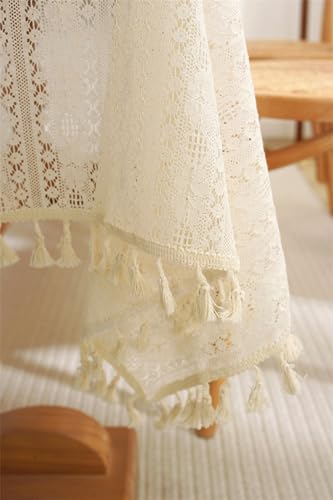 Nappe de table rectangle beige dentelle géométrique 150x180 cm - 7