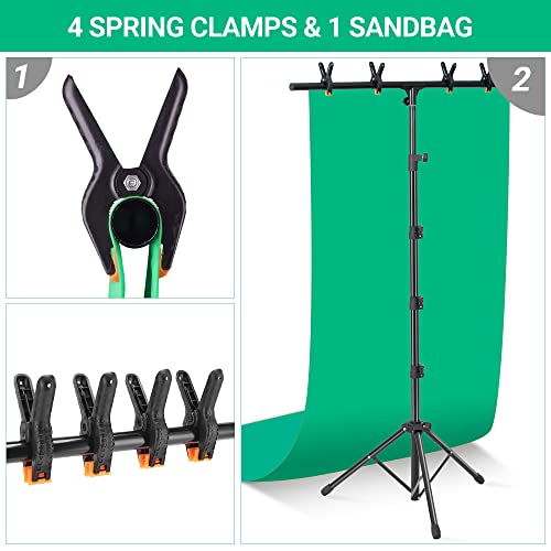 Coliflor T-Shape Portable Backdrop Stand, 6.5X3.2Ft Adjustable Photo Background Stand Kit, Sturdy Small Back Drop Holder With 4 Spring Clamps, Carry Bag For Parties, Photography And Video Studio #TOP4