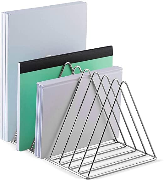 Cri8Hub 9 Triangular Slots Magazine Rack Iron Desk Book Record Holder Storage Organizer Bookcase for Home School Office Decoration (Multi Colour) (Magazine Rack)-picture-17