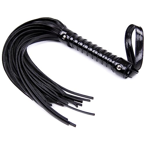 YY GEWETAO Riding Crop for Horse, Black PU Leather Soft Whip Crop for Shows and Performances (A)
