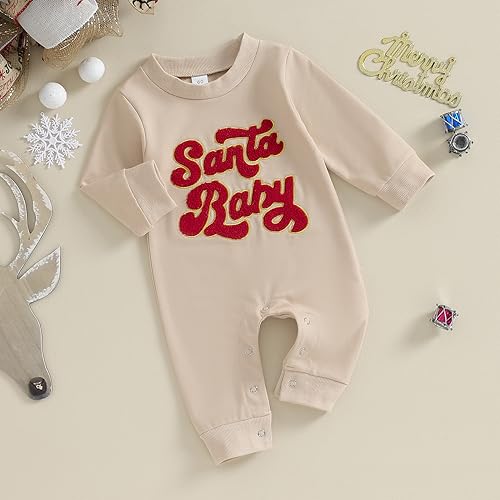Newborn Baby Girl Boy Christmas Outfit Long Sleeve Romper Jumpsuit Bodysuit Santa Infant Fall Winter Clothes3