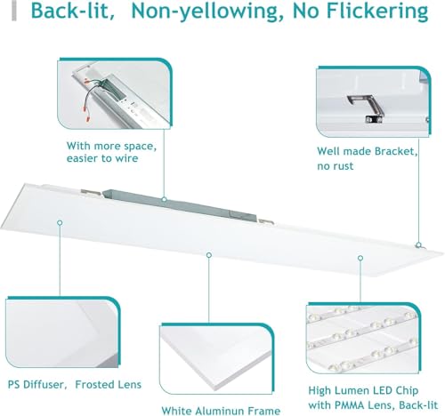 Image of 1x4 LED Flat Panel Light 8 Pack 40W 0-10V Dimmable 100-277Vac