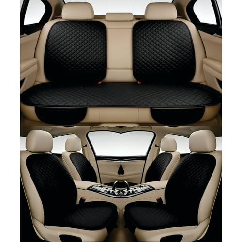 Image of AURAFRESH Car Seat Protector Cushions Cover, Airbag friendaly. (Black, 7PC Front & Rear SEAT Full Set)