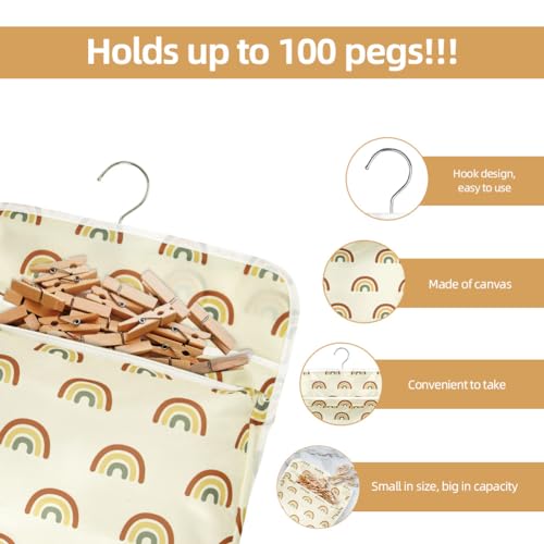 Vicloon Peg Bag, Clothes Pegs Bag with Hook, Easy Hanging Hook, Storage, High Capacity (Rainbow) - Image 4