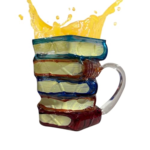 Funny s Taza de café – Diseño retro de libro de colores 3D tazas de vidrio para cerveza, suministros de cocina multifuncionales, tazas para beber para lector, bibliotecario, hombres, mujeres y madre