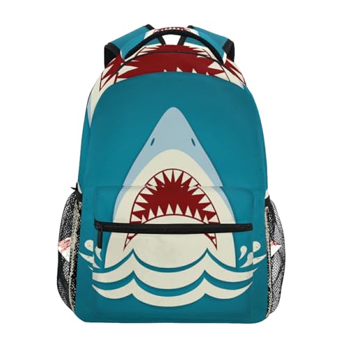 School Backpack Shark Tooth Teens Girls Boys Schoolbag Travel Bag