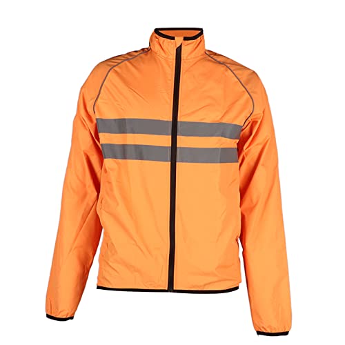 Chaqueta reflectante de poliéster para ciclismo naranja miniatura 6