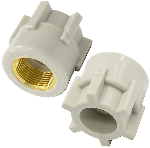 AERZETIX - C67053 - Set di 2 adattatori/raccordi filettati femmina in PPR/polipropilene/ Ø25mm x 3/4 PN25 per saldare (polyfusion) - connettore tubo idraulico-riscaldamento alimentazione acqua