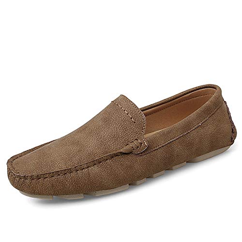 Loafers for Men Lightweight Solid Color Moccasins Genuine Leather Slip Resistant Anti-Slip Flat Heel Wedding Slip-on