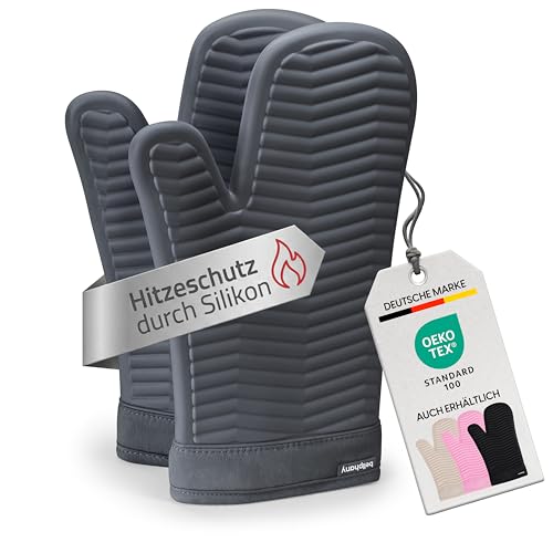 Bellphany Silikon Ofenhandschuhe Paar - Topfhandschuhe zum Kochen & Backen, Backhandschuhe hitzebeständig bis 250°C, Anthrazit