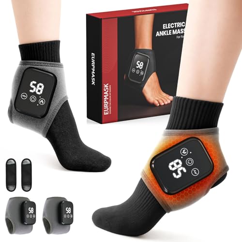 Foot Renew Massager for Neuropathy, 3-in-1 Cordless & Portable Foot and Ankle Massager for Heel, Arch & Ankle Relief, 3-Level Vibration & Heat, Ideal Gift, Includes Extension Strap (Gray 2pcs)