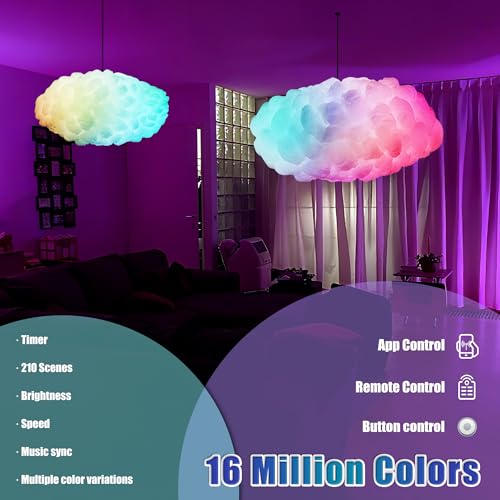 Image of 3D Big Cloud LED Light Kit with Music Sync by Remote & APP Control RGB Multicolor Changing Strip Lights, DIY-Free Cool Decor for Bedroom, Living Room, Kids & Adults. (2 Set)