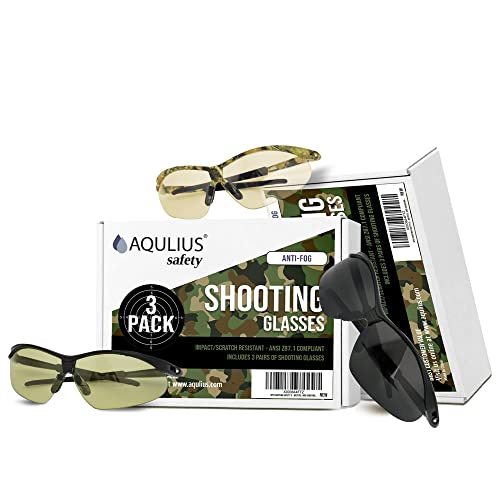 Image of Aqulius 3pk Shooting Glasses - Safety Glasses - Eye Protection for Shooting Range, Tactical Shooting Goggles