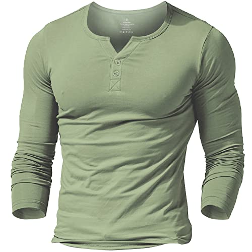 Hombres Casual Manga Corta Camiseta Soltero Botón Abertura Llano v Cuello Camisas Algodón Style B Verde L