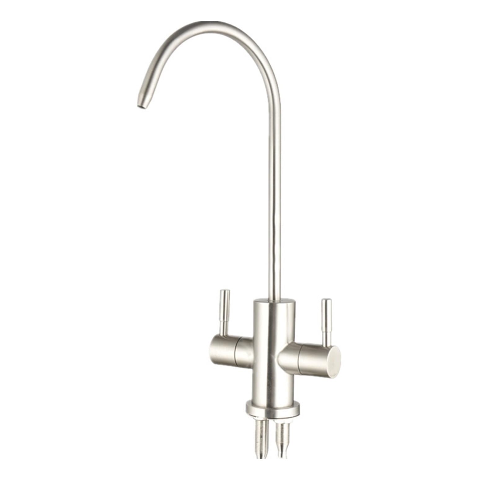 BNGDFDGH 1/4'' Kitchen Faucet Direct Drinking Tap Stainless Steel Water Purifier Reverse Osmosis RO Double Handle(Silver)
