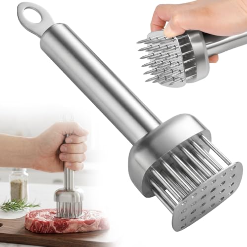 TCETCY Fleischklopfer Edelstahl Spülmaschinenfest 304 Edelstahl Fleischzartmacher Meat Tenderizer Needle Fleisch Hammer Klopfen Spülmaschinenfest Küchenhelfer Zum Zartmachen und Schlagen von Steak