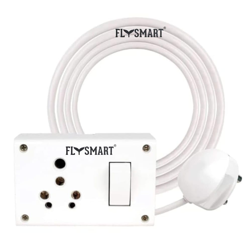 Flysmart 6 Pin Power Plug Extension Board with Individual Switch Button and Long Wire | (1.5 metres,White Colour)-image-38