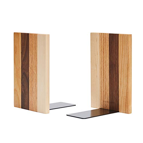Pandapark Wood Bookends,Nature Coating,Decorative Bookend,6''X4'',1Pair in Pack, (American Dream)