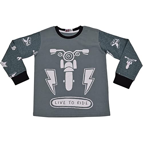 Kids Girls Boys Live to Ride Childrens Pyjamas 2 Piece Cotton PJs Set Nightwear2