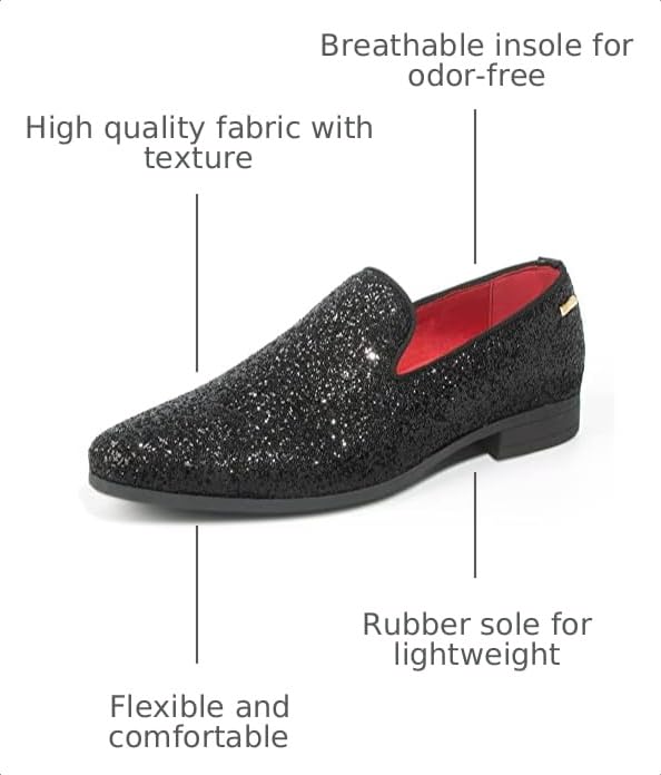 Image of ALLY UNION MAKE FORCE Mens Glitter Loafers Dress Slip on Party Wedding Penny Smoking Sparkly Shoes
