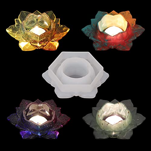 Resin Molds Lotus Flower, Lotus Molds for Resin Casting Candles Holders Silicone Molds for Epoxy Resin DIY Jewelry Box, Candlestick, Trinket Container, Candy Box Home Table Decoration (1)