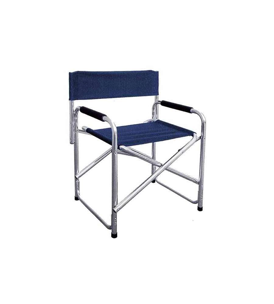 Coppia Poltrone Regista Blu - Sedie Pieghevoli Alluminio Con Braccioli Imbottiti, 56x47x78cm - Foto 4