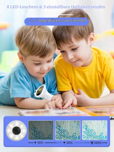 Acoath Mikroskop für Kinder, Digitales Taschenmikroskop mit 2,0" IPS-Bildschirm Lupe 200x Vergrößerung… – Ansicht 3