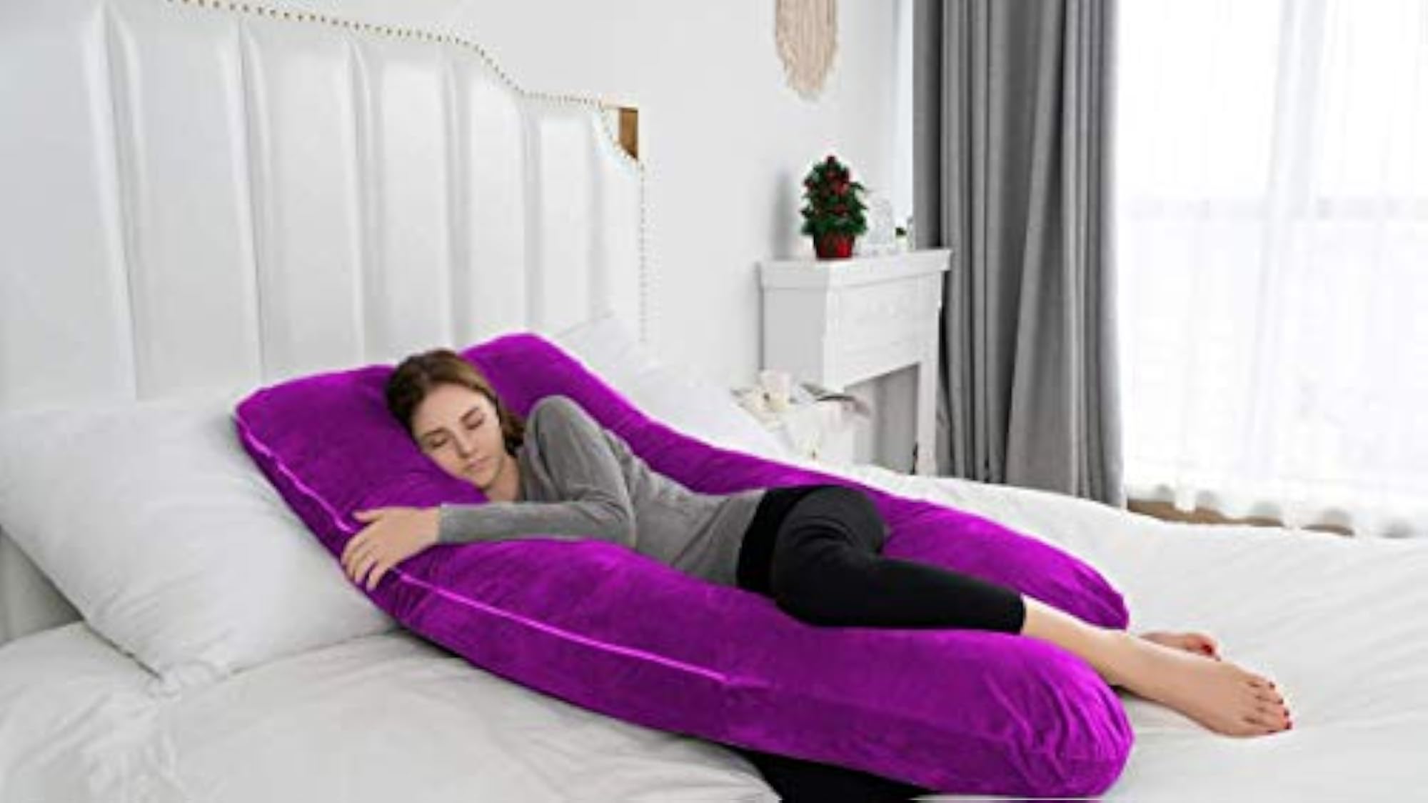 Pregnancy Pillow with Velvet Cover, U-Shape