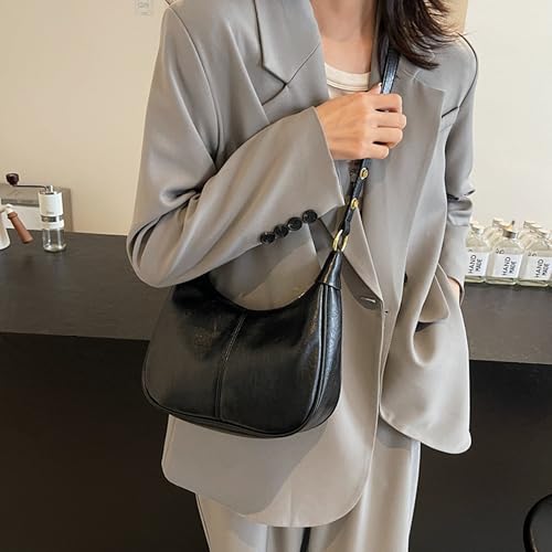 Hobo Bags for Women Leather Retro Crescent Shoulder Everyday Purse Vintage Slouchy Bag Soft Crossbody Handbag2