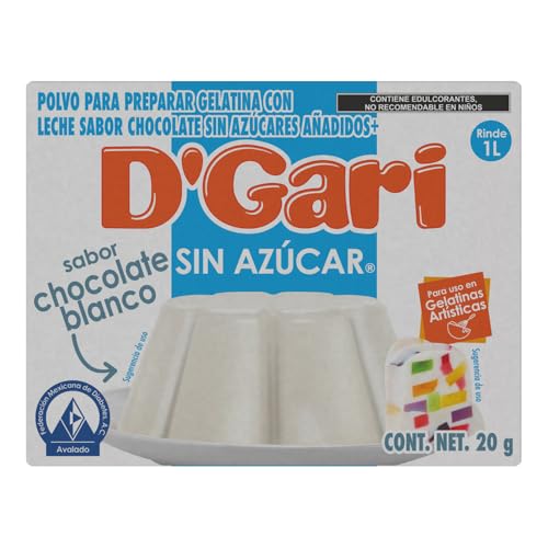 La mejor comparación de Azúcar y leche del mes. 44 D'Gari polvo para preparar gelatina con leche Sin Azúcar sabor Chocolate Blanco 20g
