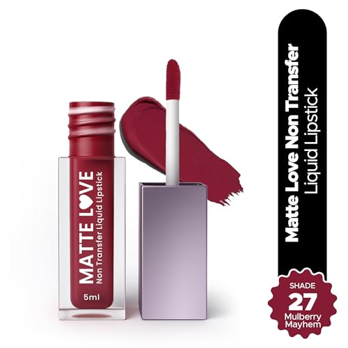Image of Hilary Rhoda Matte Love Non Transfer Liquid Lipstick | Lightweight & Matte Finish | Waterproof Lipstick for Women | Long Lasting & Non-Drying Lipstick | 5ml (Mulberry Mayhem - Shade 27)