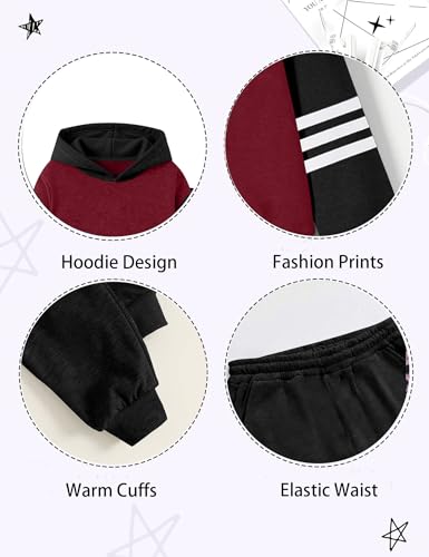 Image of Toddler Boy Clothes Long Sleeve Colorblock Hoodie Sweatsuits Tops and Pants 2Pcs Winter Outfits Boys Fall Clothes