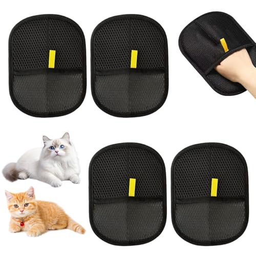 4 Stück Fellmagnet Handschuhe, Tierhaarentferner Handschuh, Tierhaarentfernungshandschuh für Haustiere...