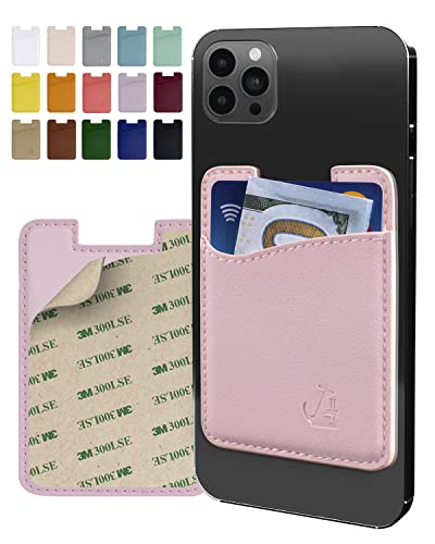 Premium-Leather-Credit-Card-Holder-Stick-On-Wallet-iPhone-Android-Smartphones-Rose-Gold-Leather-Wallaroo