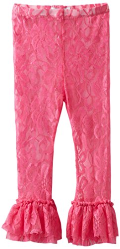 Mud Pie Little Girls' Floral Lace Legging, Hot Pink, 5T