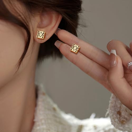 Derrsoy Gold Studs Earrings For Women Girls,18K Gold Plated With 925 Sterling Silver Posts Gold Chunky Earrings,Trendy Jewelry Gift For Wife Mom Sister thumb #3