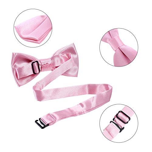 Image of Kids Suspender Bowtie Necktie Sets - Adjustable Elastic Classic Accessory Sets for 6 Months to 13 Year Old Boys & Girls (Pink, 26 Inches (Fit 6 Months to 6Years))