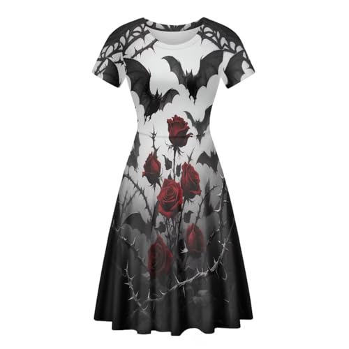 Image of POLERO Sunflower Dress for Women Floral Summer Dresses Short Sleeve Casual Sundresses Midi Dresses