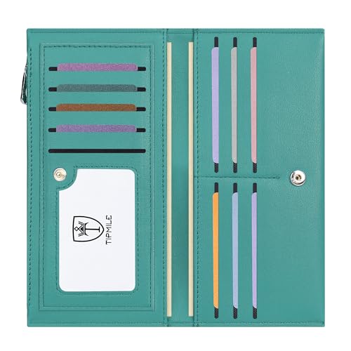 Tipmile Ultra Slim Wallet for Women Bifold Leather RFID Blocking Credit Card Holder Ladies Womens Wallet with Zip Pocket