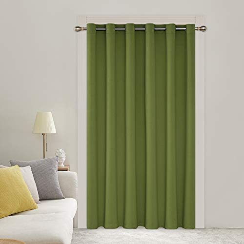 Image of Deconovo Blackout Light Blocking Divider Room Darkening Shades Thermal Insulated Patio Door Sliding Door Drape Nursery Curtains, 80x84, Grass Green (Blackout Curtains)