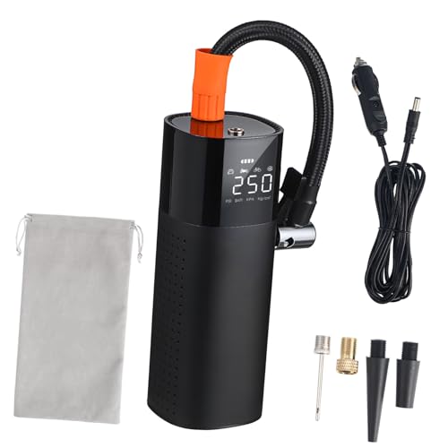 Alipis Electric Tire Inflator Pump with Auto Shutoff and LED Light Portable Car Air Compressor for Bikes Motorcycles Cars and Trucks Compact Design with Pressure Monitoring and Fast