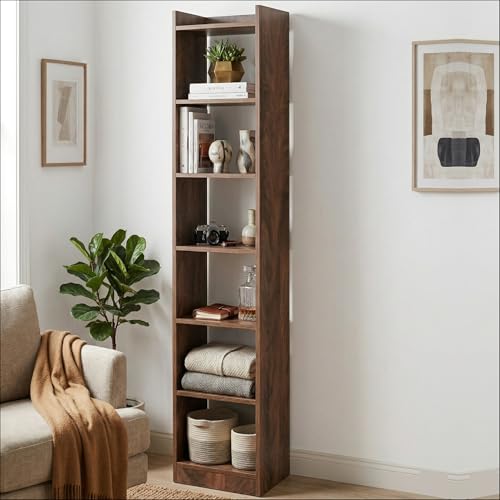 Image of Callas 7 Layer Engineered Wood Bookshelf Multipurpose Home Decor Storage Rack | Showcase Organizer for Living Room, Kitchen, Bedroom, Office | (BR-O7-WL)