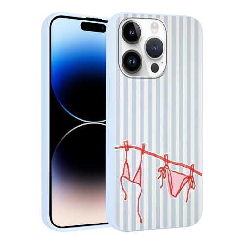 Coque de protection iPhone 14 Pro Max jolie rayure verticale bleu