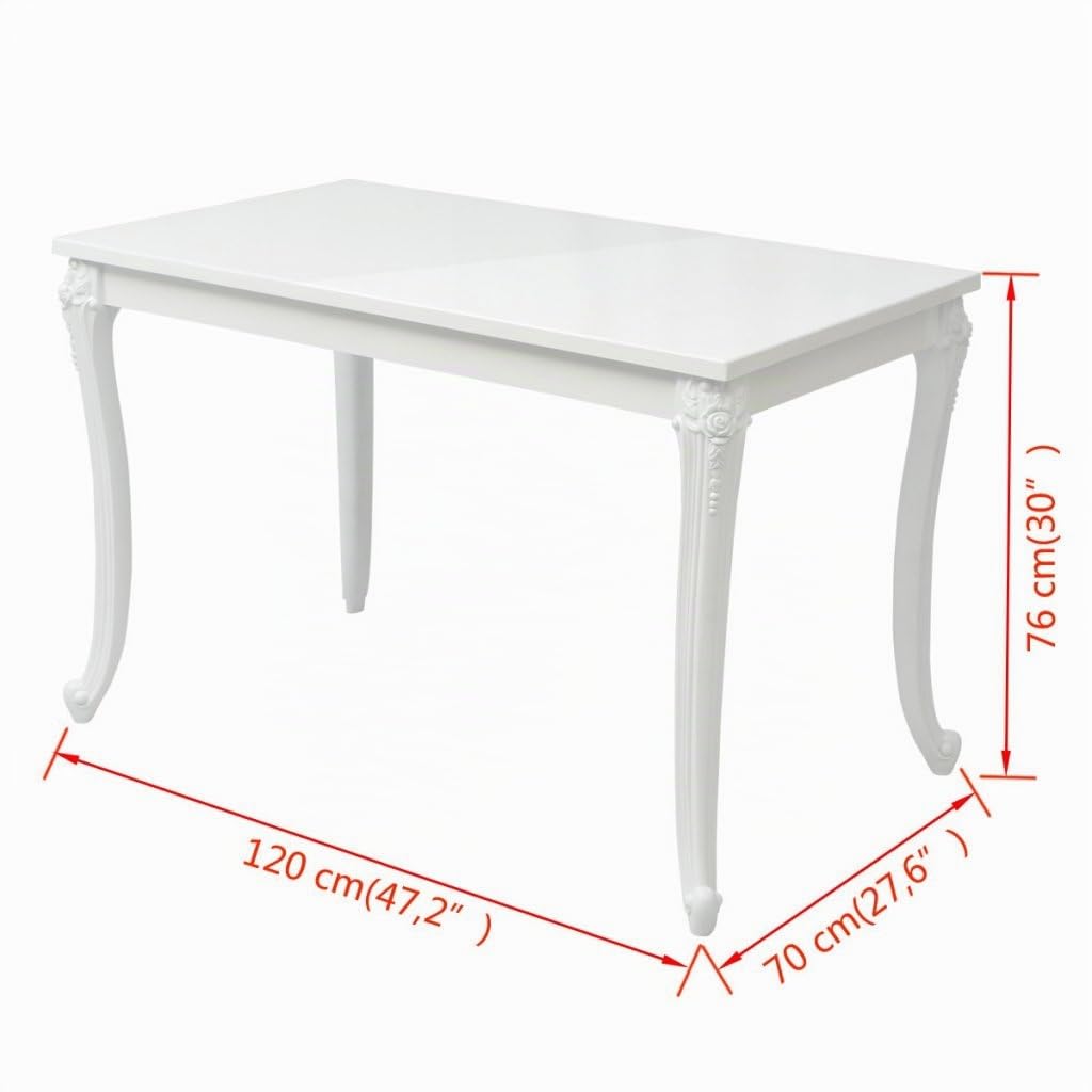 Festnight Mesa de Comedor Blanco Brillante 120 x 70 x 76 cm
