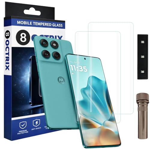 Image of Curved UV Tempered Glass Screen Protector for Moto Edge 60 Fusion | Transparent | Pack of 2 | Full Screen Coverage with UV Installation Kit