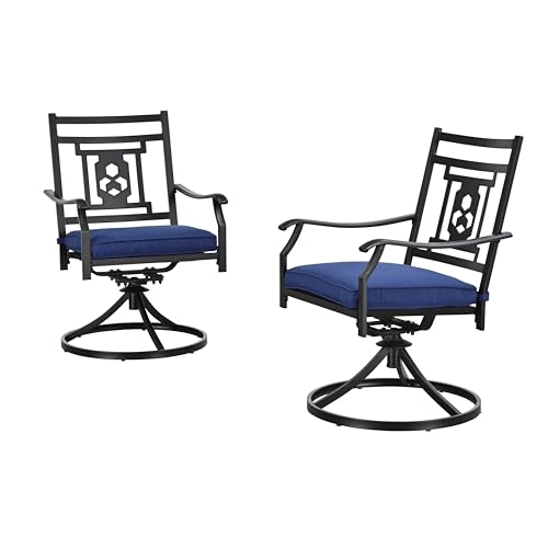 Image of LOKATSE HOME Patio Swivel Rocker Chairs Furniture Metal Outdoor Dining Chairs with Cushion Set of 2