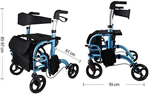 Rollator Walker Wózek na zakupy Seniorzy Walking Frame Aid Mobility Wózek Wózek Lekki wózek na skuter Składany z siedziskiem i torbą Interesting