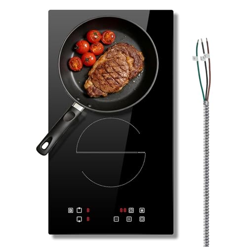 Double Induction Hob Electric Induction Hob 30 cm Built-in Electric hob 3500W with Timer Child Safety Lock 9 Power Levels Touch Control No Plug